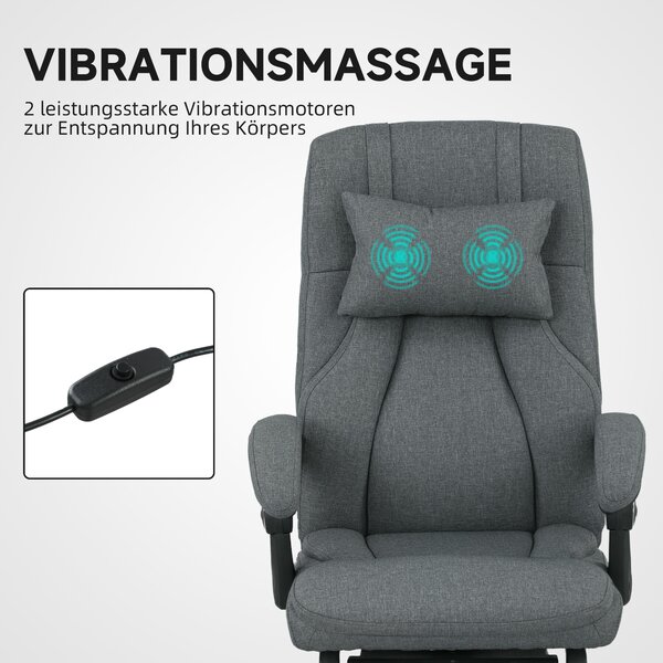 Vinsetto Poltrona da ufficio con massaggi, porta USB, ruote girevoli, Grigio Scuro | Aosom Italy