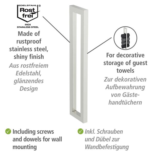 Porta asciugamani a parete in acciaio inox Reitani - Wenko