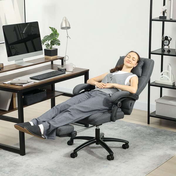 Vinsetto Poltrona da ufficio con massaggi, porta USB, ruote girevoli, Grigio Scuro | Aosom Italy