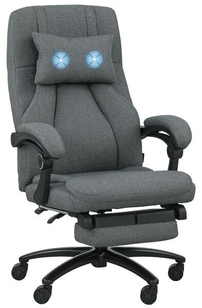 Vinsetto Poltrona da ufficio con massaggi, porta USB, ruote girevoli, Grigio Scuro | Aosom Italy