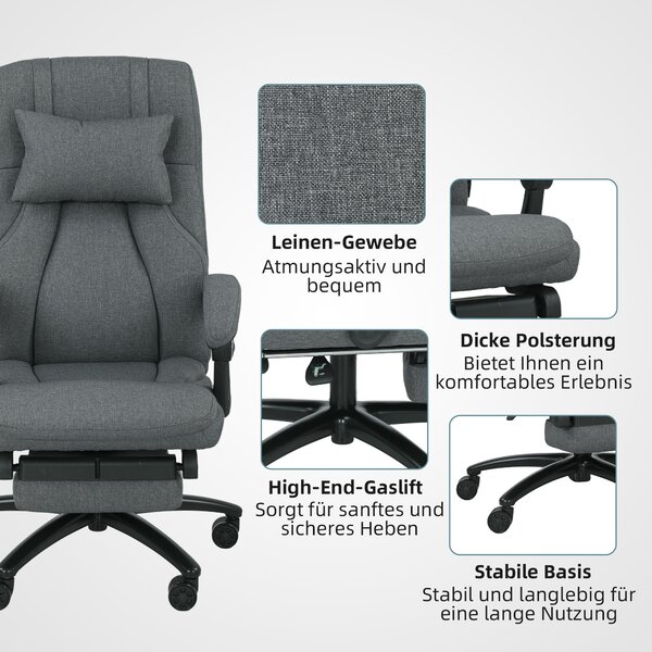 Vinsetto Poltrona da ufficio con massaggi, porta USB, ruote girevoli, Grigio Scuro | Aosom Italy
