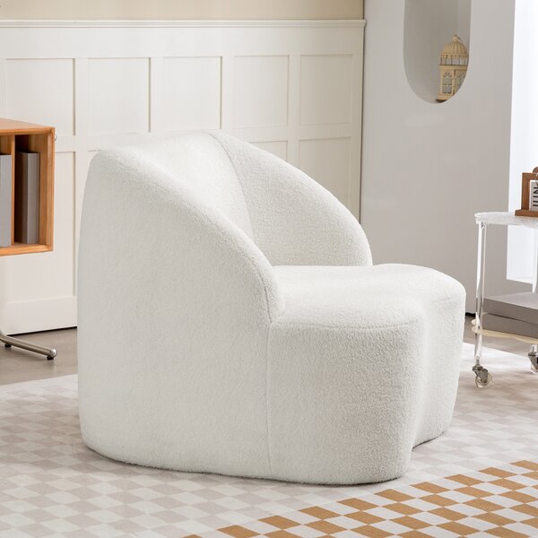 HOMCOM Poltrona moderna con imbottitura in pile, poltrona accogliente per salotto, camera da letto, home office, Bianco crema | Aosom Italy