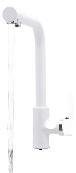 Rubinetto da cucina, in ottone e acciaio inossidabile, orientabile a 360°, comando a tre vie, diametro di montaggio 30 mm, intervallo di temperatura 0-80 °C
