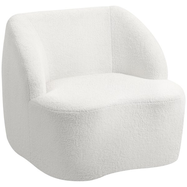 HOMCOM Poltrona moderna con imbottitura in pile, poltrona accogliente per salotto, camera da letto, home office, Bianco crema | Aosom Italy