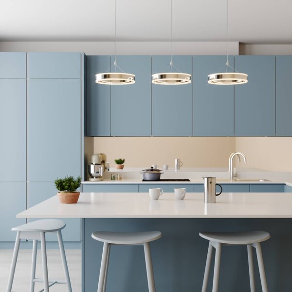 Lucande Lampada LED a sospensione Lyani, 115 cm, 3 luci, cromo, dimmerabile Lyani Lucande,, Cromo / Argento, Soggiorno / Sala da pranzo, Metallo, Moderno