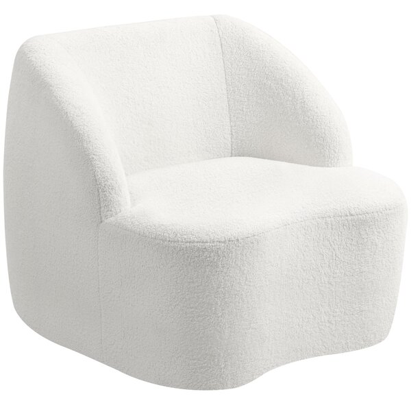 HOMCOM Poltrona moderna con imbottitura in pile, poltrona accogliente per salotto, camera da letto, home office, Bianco crema | Aosom Italy