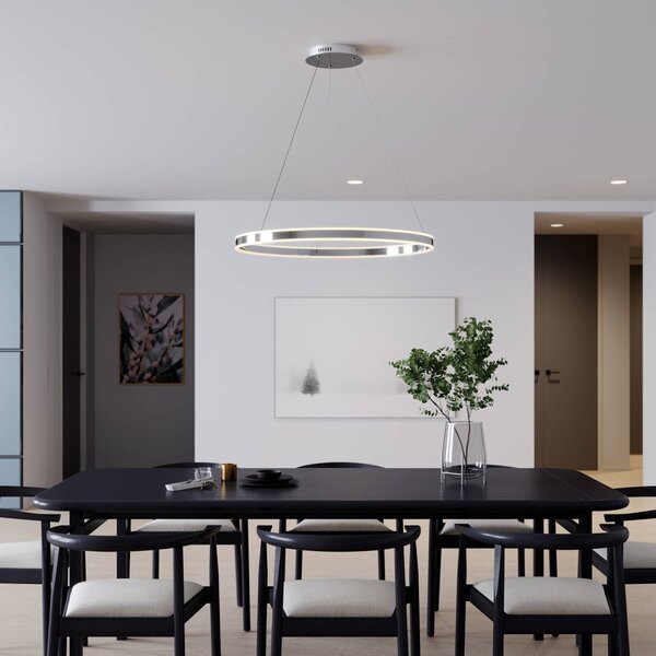 Lucande Lampada LED a sospensione Lyani, 80 cm, cromo, dimmerabile Lyani Lucande,, Cromo / Argento, Soggiorno / Sala da pranzo, Metallo, Moderno