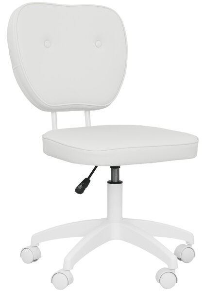 Vinsetto Sedia da Ufficio Girevole Rivestita in PU con Altezza Regolabile Senza Braccioli Portata 120 kg 46x59x82-92 cm Bianco | Aosom Italy