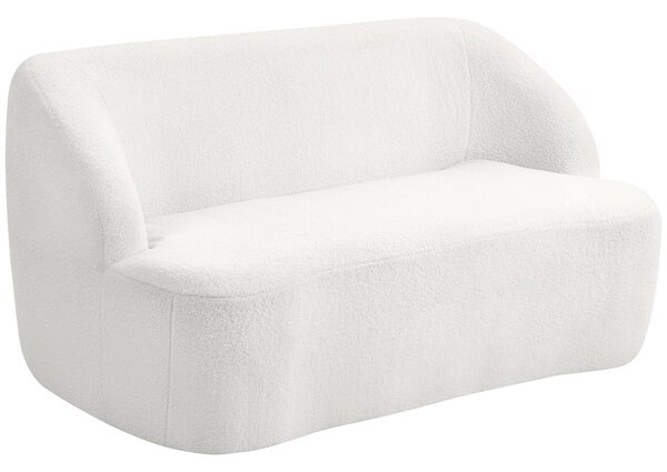 HOMCOM Divano 2 Posti, Design Curvo, Divano Imbottito con Rivestimento in Pile, per Soggiorno, Camera da Letto, Home Office, Bianco crema | Aosom Italy