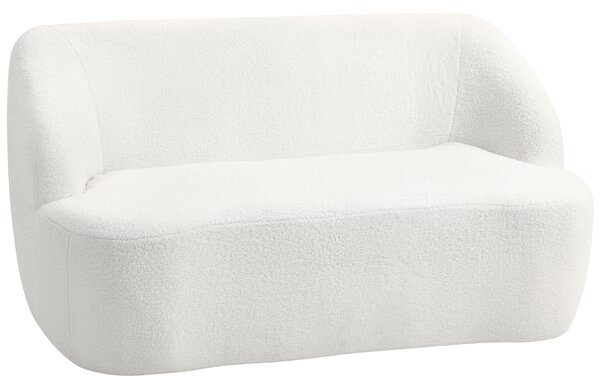 HOMCOM Divano 2 Posti, Design Curvo, Divano Imbottito con Rivestimento in Pile, per Soggiorno, Camera da Letto, Home Office, Bianco crema | Aosom Italy