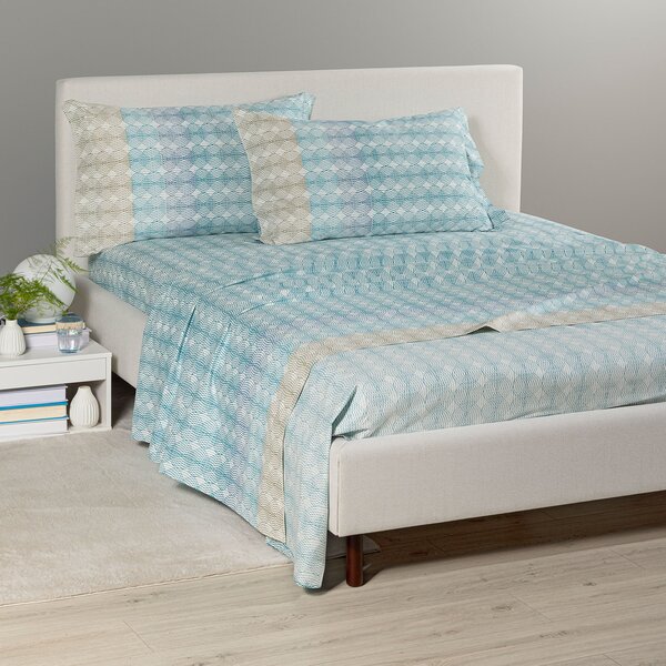 Completo Lenzuola SINGOLO Helios BLU Cotone Caleffi