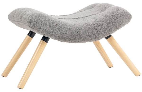 HOMCOM Pouf moderno con rivestimento in pile e gambe in legno, imbottito, per soggiorno, camera da letto, ingresso, Grigio chiaro | Aosom Italy