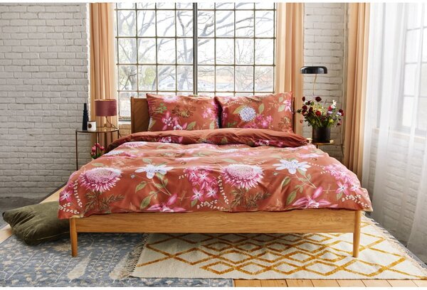 Lenzuola matrimoniali in cotone sateen marrone terracotta 160 x 220 cm Blossom - Bonami Selection