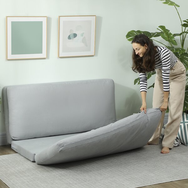 HOMCOM Divano paresseux poltrona convertibile pieghevole in 4 parti con schienale reclinabile, 137,5 x 85,5 x 74 cm, grigio chiaro | Aosom Italy