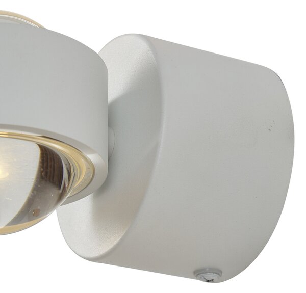 Lampada da parete di design bianca con LED IP44 - Lens