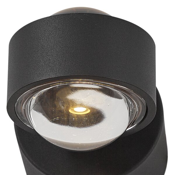 Lampada da parete di design nera con LED IP44 - Lens