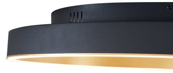 Plafoniera di design nera con oro 60 cm con LED con interruttore a 3 vie - Ingo
