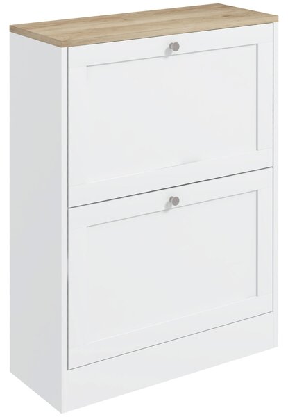 HOMCOM Mobile a scarpe 12 paia, mobile d'ingresso con 2 cassetti ribaltabili e ripiani regolabili, 60 x 24 x 80 cm, bianco | Aosom Italy