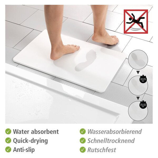 Tappetino da bagno bianco in terra di diatomee 39x60 cm Simi - Wenko