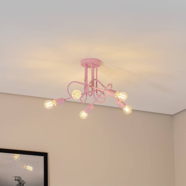 Plafoniera soffitto Oxford HELAM, dimmerabile, Violetto / Fucsia / Rosa, Soggiorno / Sala da pranzo, Metallo, Plafoniera