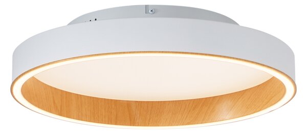 Plafoniera di design bianca con legno 40 cm con LED con interruttore a 3 vie - Ingo