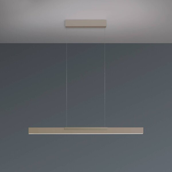 BOPP Lampada LED a sospensione Bopp Nano 2.0, lunghezza 100 cm, taupe, metallo dimmerabile, Crema / Ambra, Soggiorno / Sala da pranzo, Alluminio, Moderno