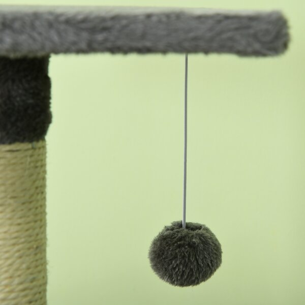 PawHut Rascador per Gatti Altezza 116 cm Albero per Gatti con Pali di Sisal Cuccia Piattaforme e Giocattoli Grigio Scuro | Aosom Italy