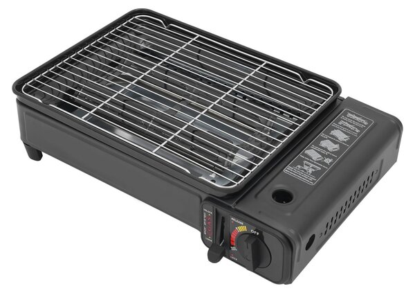 Barbecue a gas, design portatile, controllo della fiamma regolabile, nero
