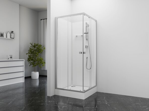 Cabina doccia 85x85 MARWELL doccia completa Fresh Shower Square - 85x85x205cm - doccia completa con accesso angolare - con porte scorrevoli - profili in alluminio di alta qualità