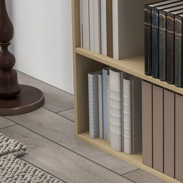 HOMCOM Libreria scaffale portaoggetti con 2 scomparti e scaffale regolabile, 60 x 24 x 63 cm, effetto legno naturale | Aosom Italy