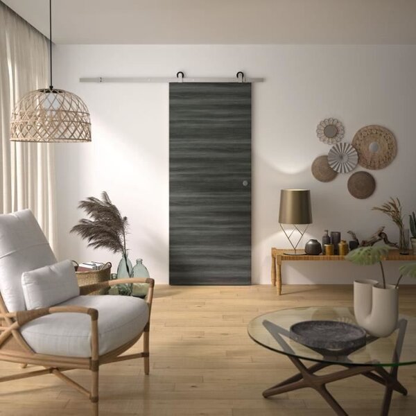 Kit porta scorrevole – OPTIMUM – MILANO2 + BD ALU GR – H 204 x 83 x 3,6 cm, alluminio, facile da installare