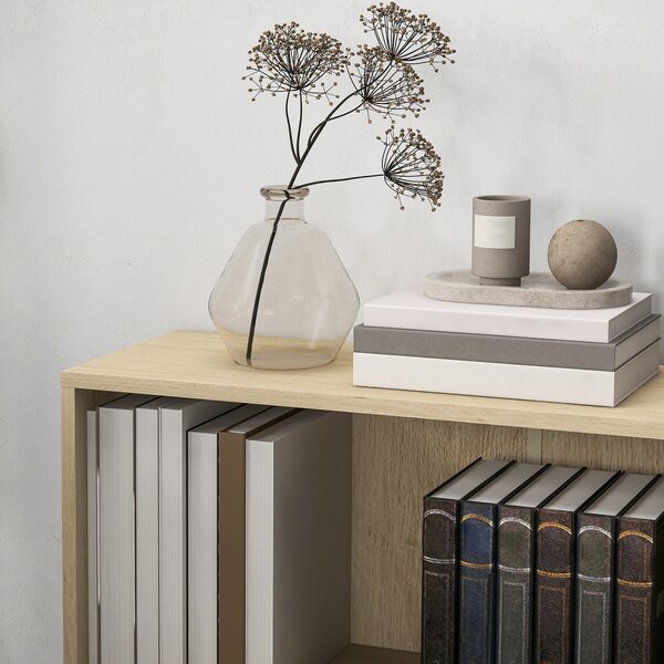 HOMCOM Libreria scaffale portaoggetti con 2 scomparti e scaffale regolabile, 60 x 24 x 63 cm, effetto legno naturale | Aosom Italy