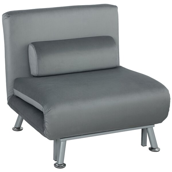 HOMCOM Poltrona pieghevole con funzione letto, poltrona relax in similvelluto, schienale regolabile, 75 x 70 x 75 cm, Grigio | Aosom Italy