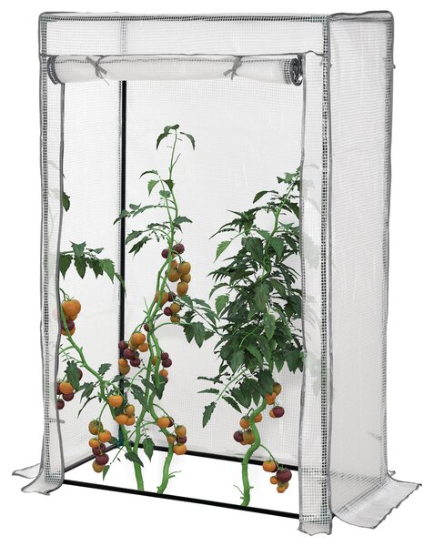 Outsunny Serra da giardino, serra da balcone, telo rinforzato in PE, telaio in acciaio, porta a scomparsa, 100 x 50 x 150 cm bianco | Aosom Italy