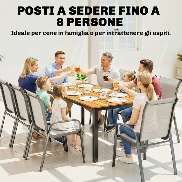 Outsunny Tavolo da Giardino Rettangolare per 6-8 Persone, Dimensioni 180 x 86 cm | Aosom Italy