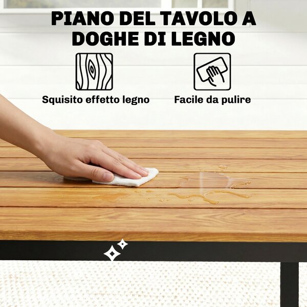 Outsunny Tavolo da Giardino Rettangolare per 6-8 Persone, Dimensioni 180 x 86 cm | Aosom Italy