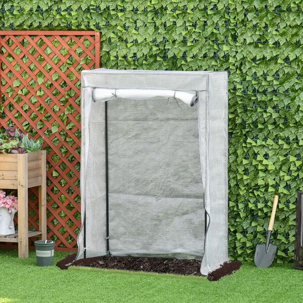 Outsunny Serra da giardino, serra da balcone, telo rinforzato in PE, telaio in acciaio, porta a scomparsa, 100 x 50 x 150 cm bianco | Aosom Italy