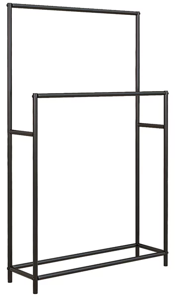 HOMCOM Portasciugamani da Terra a 2 Bracci Autoportante in Metallo, 66x20x110 cm, Nero | Aosom Italy