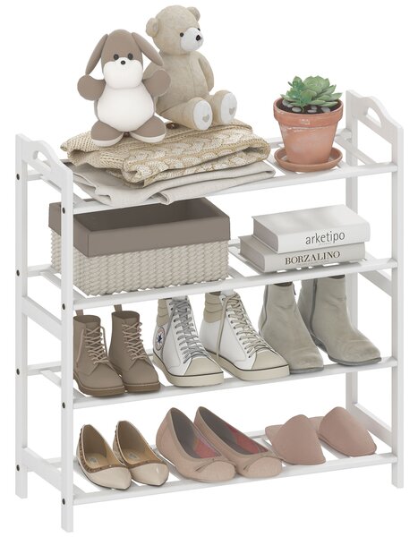 HOMCOM Scaffalatura per Scarpe in Bambù per 12 Paia di Scarpe per Ingresso Corridoio Camera da Letto 67,5x24,7x72 cm Bianco | Aosom Italy
