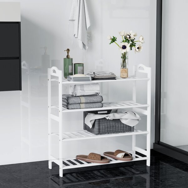 HOMCOM Scaffalatura per Scarpe in Bambù per 12 Paia di Scarpe per Ingresso Corridoio Camera da Letto 67,5x24,7x72 cm Bianco | Aosom Italy