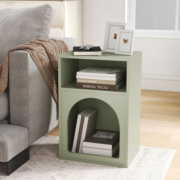 HOMCOM Set di 2 comodini, tavolo da notte con scomparti aperti, design arrotondato, 40 x 30 x 60 cm, verde chiaro | Aosom Italy