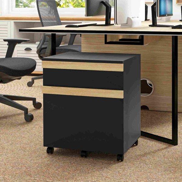 Vinsetto Caisson da ufficio con ruote con 2 cassetti scorrevoli porta documenti 48 x 40 x 59,5 cm nero | Aosom Italy