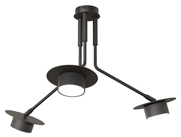 Plafoniera Minimal Cerere Acciaio Nero 3 Luci Gx53 Ip20