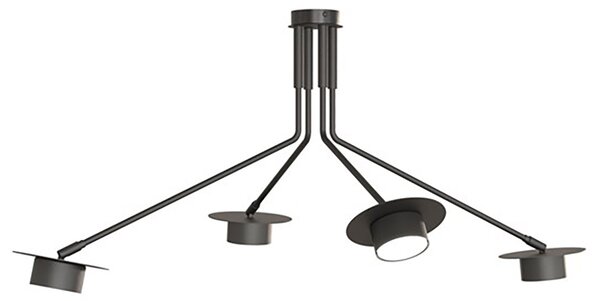 Plafoniera Minimal Cerere Acciaio Nero 4 Luci Gx53 Ip20