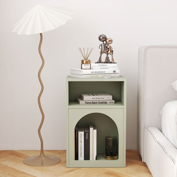 HOMCOM Set di 2 comodini, tavolo da notte con scomparti aperti, design arrotondato, 40 x 30 x 60 cm, verde chiaro | Aosom Italy