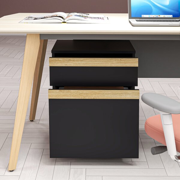Vinsetto Caisson da ufficio con ruote con 2 cassetti scorrevoli porta documenti 48 x 40 x 59,5 cm nero | Aosom Italy