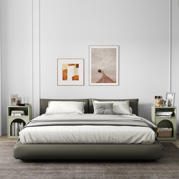 HOMCOM Set di 2 comodini, tavolo da notte con scomparti aperti, design arrotondato, 40 x 30 x 60 cm, verde chiaro | Aosom Italy