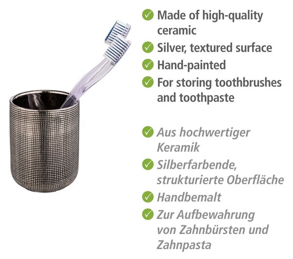 Tazza per spazzolino da denti in ceramica argento Rivara - Wenko