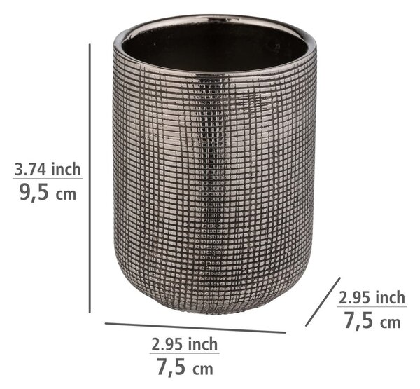 Tazza per spazzolino da denti in ceramica argento Rivara - Wenko