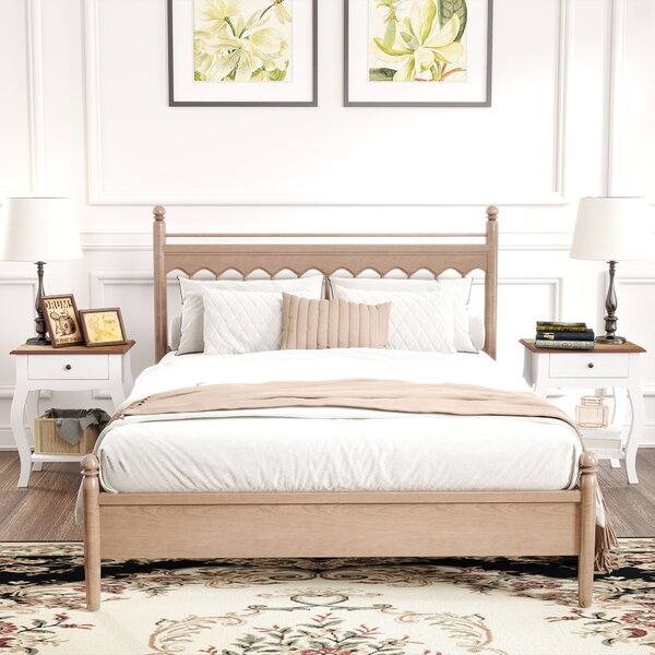 HOMCOM Set di 2 Comodini da Notte con Cassetto e Ripiano Aperto Effetto Rovere Stile Francese 45x35x55 cm Bianco e Rovere | Aosom Italy